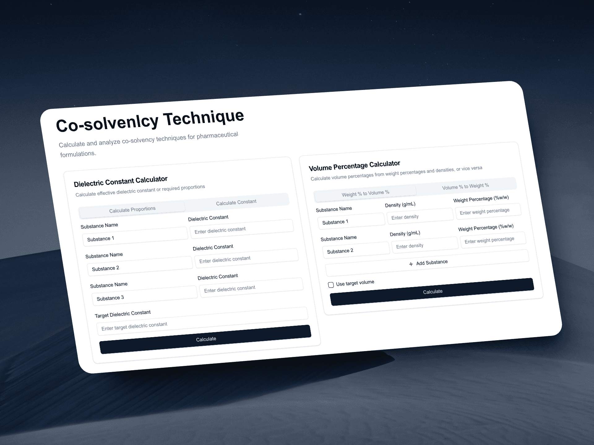 Co-solvency Calculator